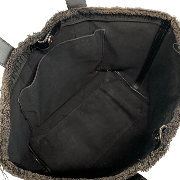 Auth CHRISTIAN LOUBOUTIN fringe bus - Black Red White Canvas Leather Tote Bag - Picture 7 of 15